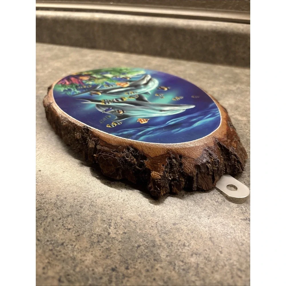 Unique Dolphin Saltwater Fish Wood Block Wall 10.5 Inch Plaque Excellent Cond.